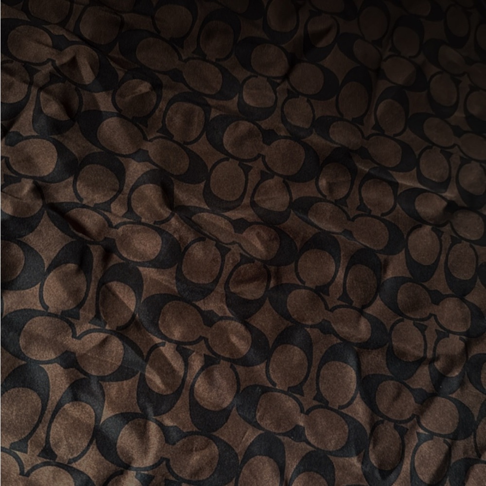 Coach Brown and Black Signature Silk Scarf Neckerchief 21" x 21"